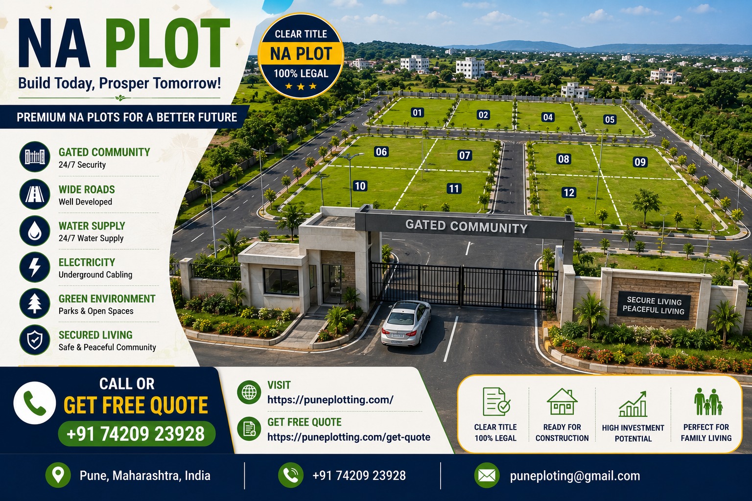 NA Plot I4 | 4144 sq.ft Premium Large Plot in Pirangut Township, Paud Road, Pune @ ₹2.69 Cr