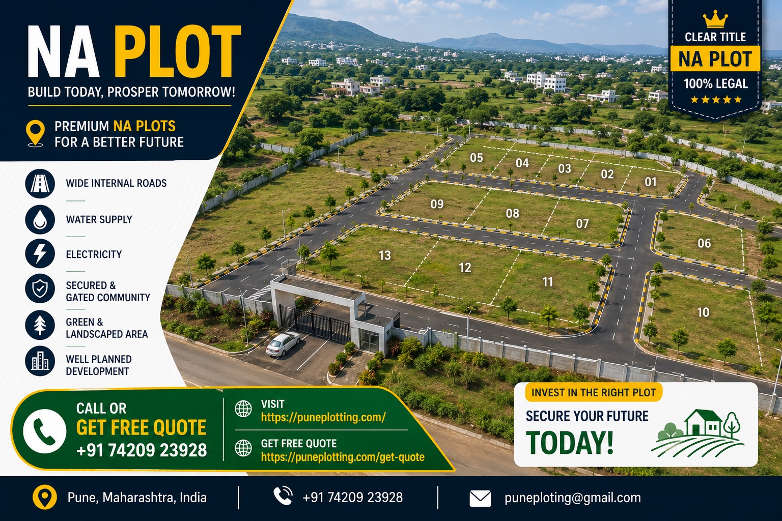 NA Plot I7 | 5618 sq.ft Estate-Grade Plot in Pirangut Paud Road Township, Pune @ ₹3.65 Cr
