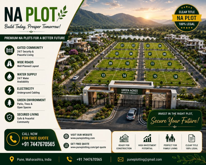 4000 Sq.Ft. NA Plot | 105-Acre Hillside Gated Community | ₹2.4 Cr | East Pune