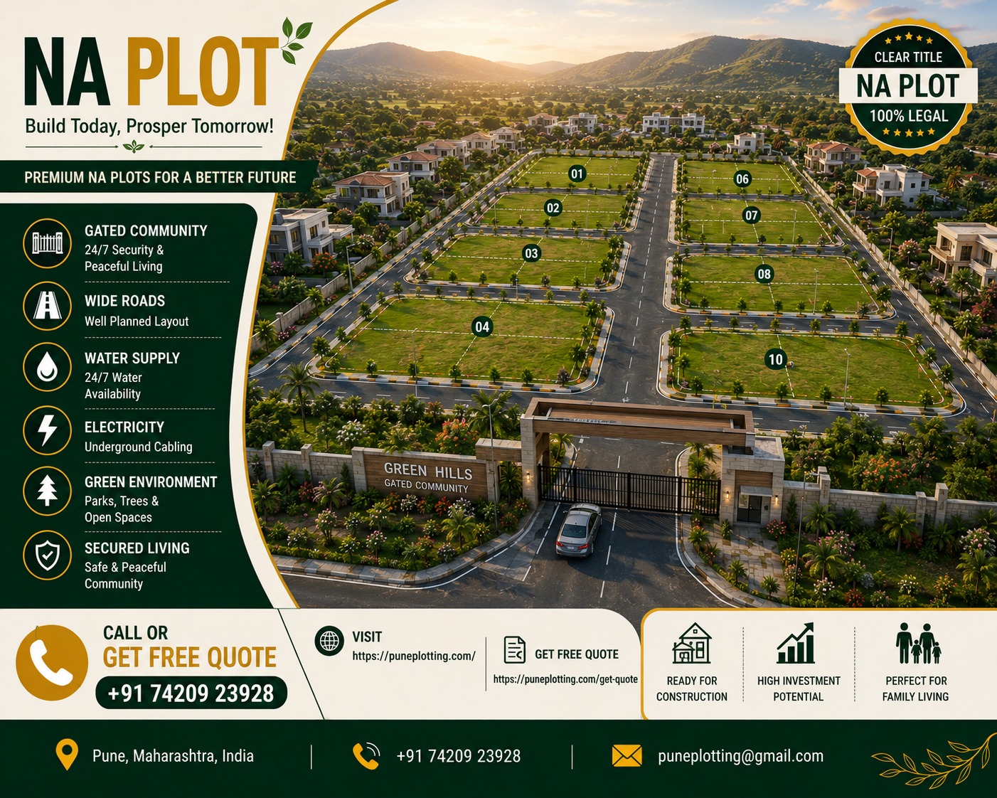4500 Sq.Ft. Gated Villa Plot | ₹6,000/Sq.Ft. | East Pune