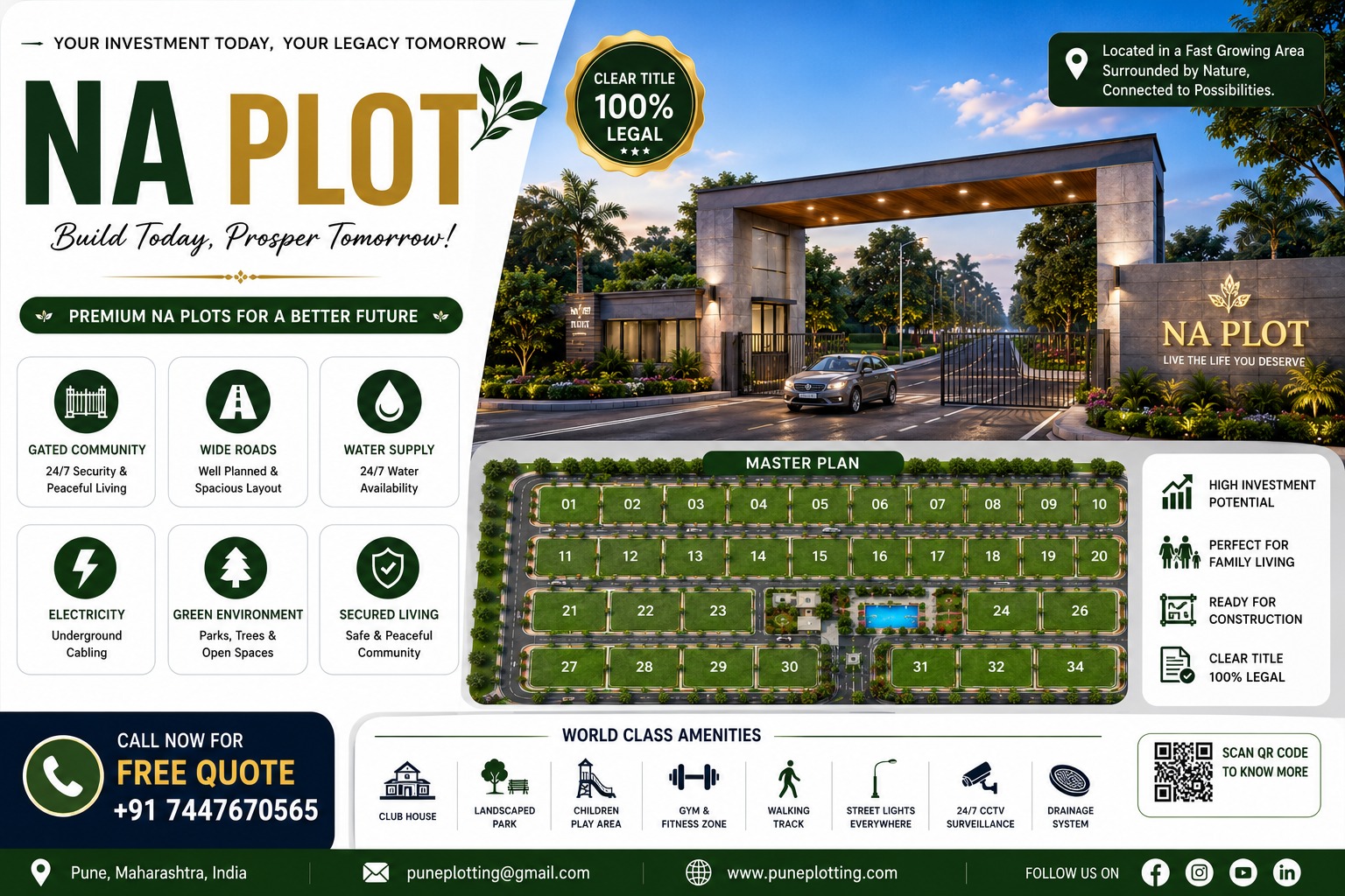 ₹168 Lakh | 2800 Sq.Ft. Plot | Purandar Airport 20 Mins | Pune