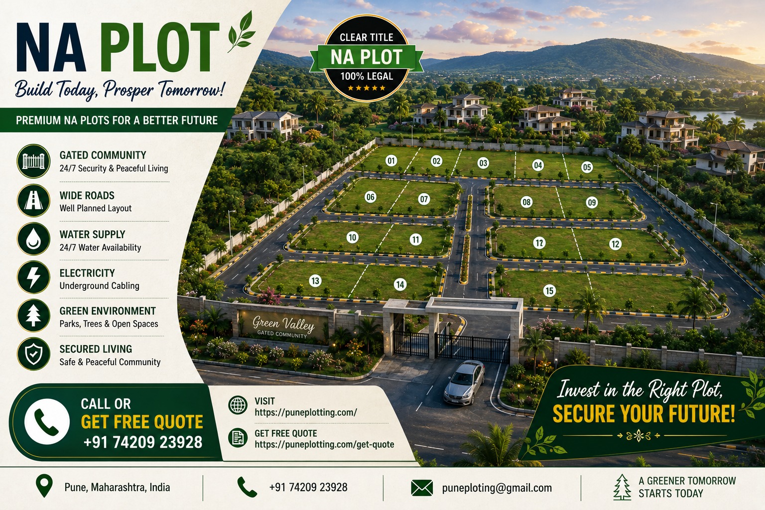 2200 Sq.Ft. NA Plot | 105-Acre Hillside Gated Community | ₹1.32 Cr | East Pune