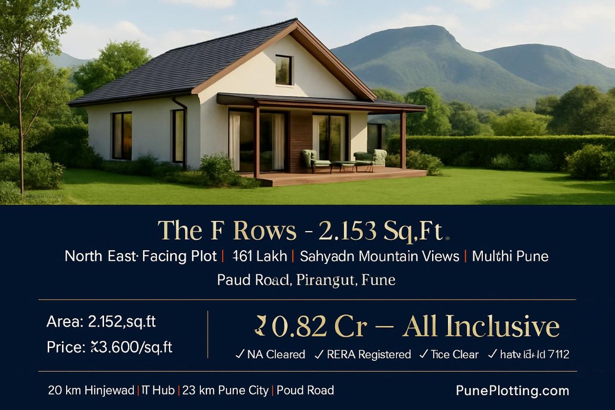 Premium Plots – 2,153 Sq.Ft. North-East-Facing Plot | ₹81 Lakh | Sahyadri Mountain Views | Mulshi Pune