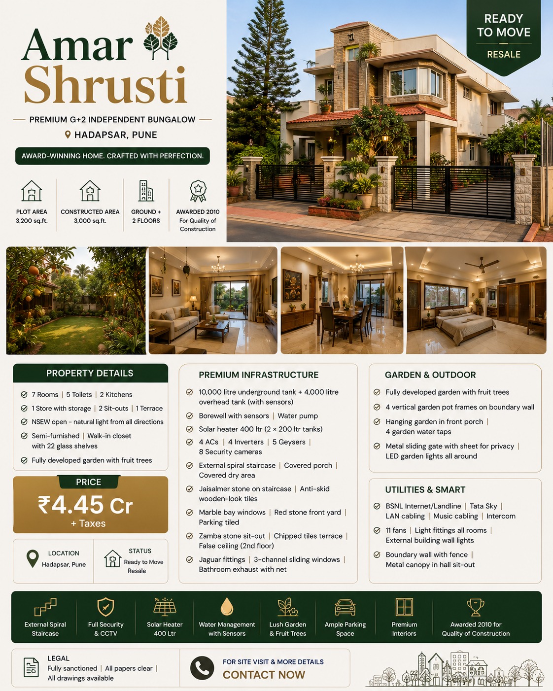 003 – Amar Shrusti | G+2 Bungalow | 3,200 Sq.Ft. Plot | 7 Rooms | Hadapsar, Pune | Semi Furnished