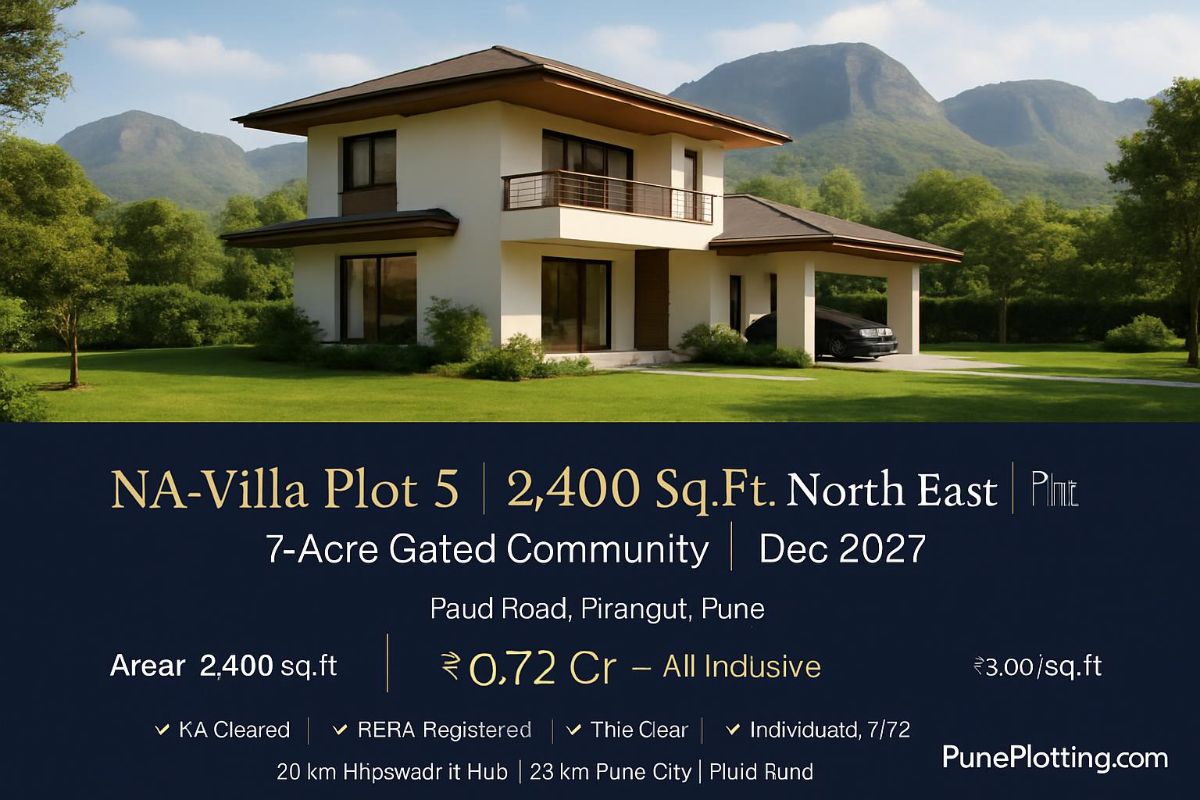 NA Villa Plot 5 | 2,400 Sq.Ft. North East | Pirangut 7-Acre Gated Community | Dec 2027