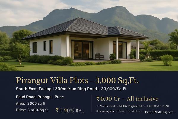 Pirangut Villa Plots – 3,000 Sq.Ft. South East-Facing | 300m from Ring Road | ₹3,000/Sq.Ft.